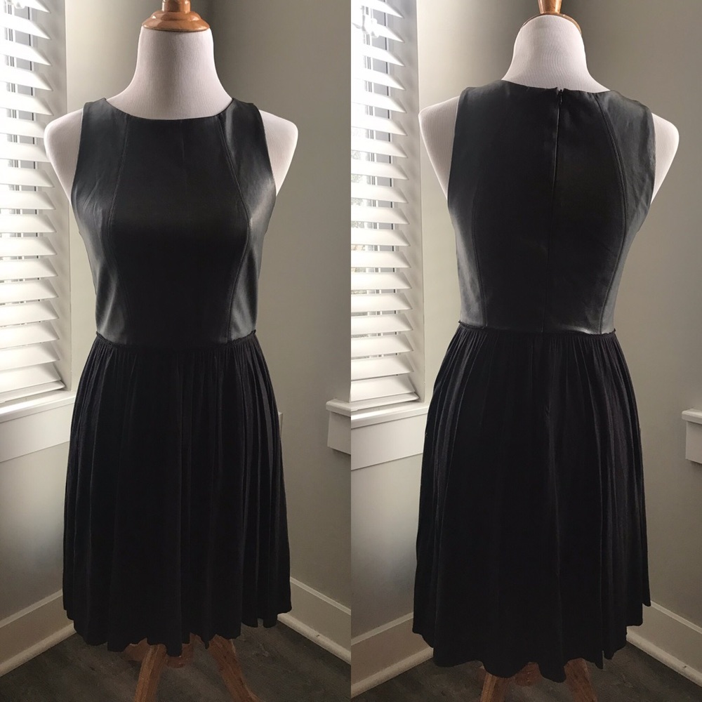 faux leather black dress - worn once size M